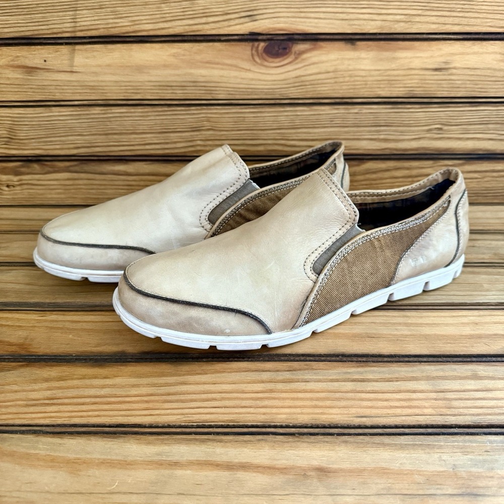 Bed Stu Coaster Mens Shoes 13 Beige Leather Moc Toe Loafers Slip On Tan Brown - Picture 4 of 10